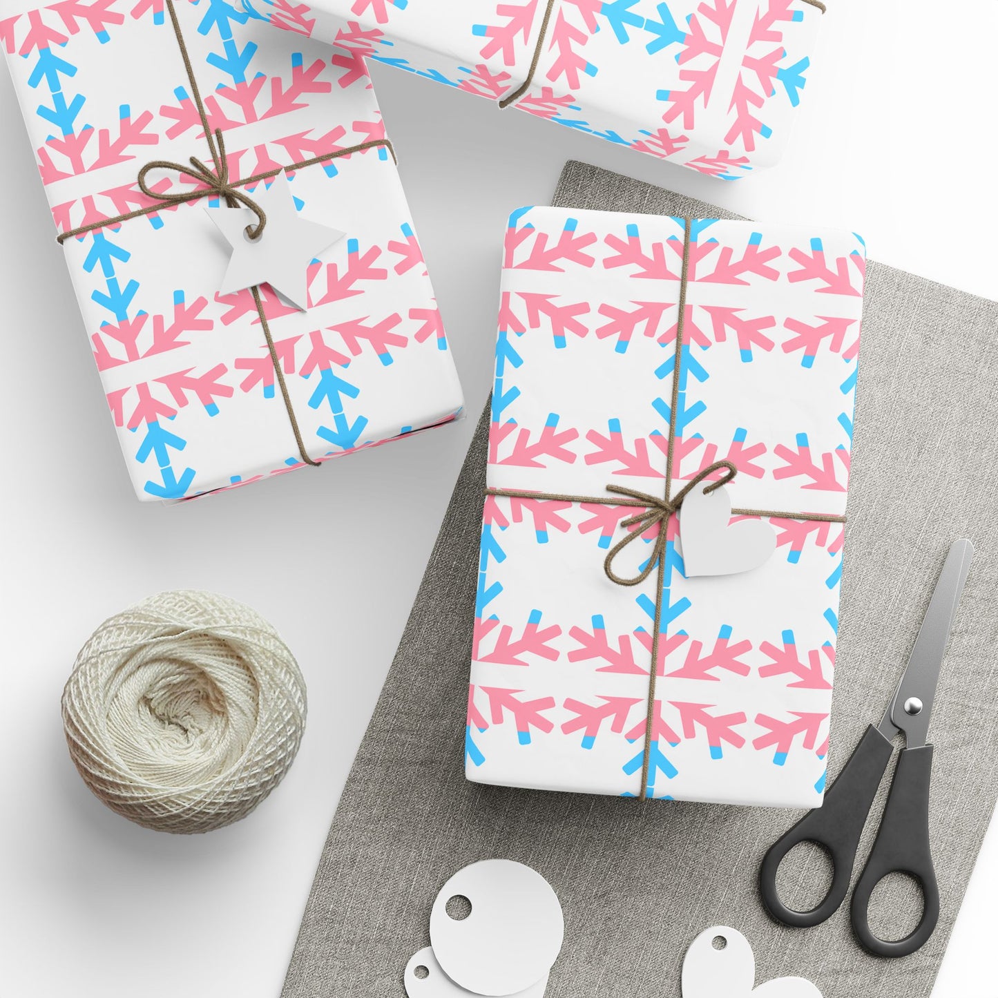 Transgender Pride Flag Snowflake Wrapping Paper - Multiple Sizes/Finishes