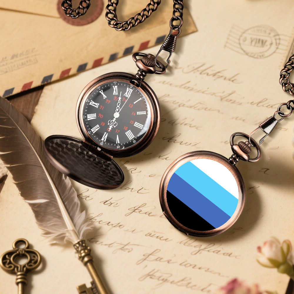 Transmasculine Pride Flag Round Pocket Watch
