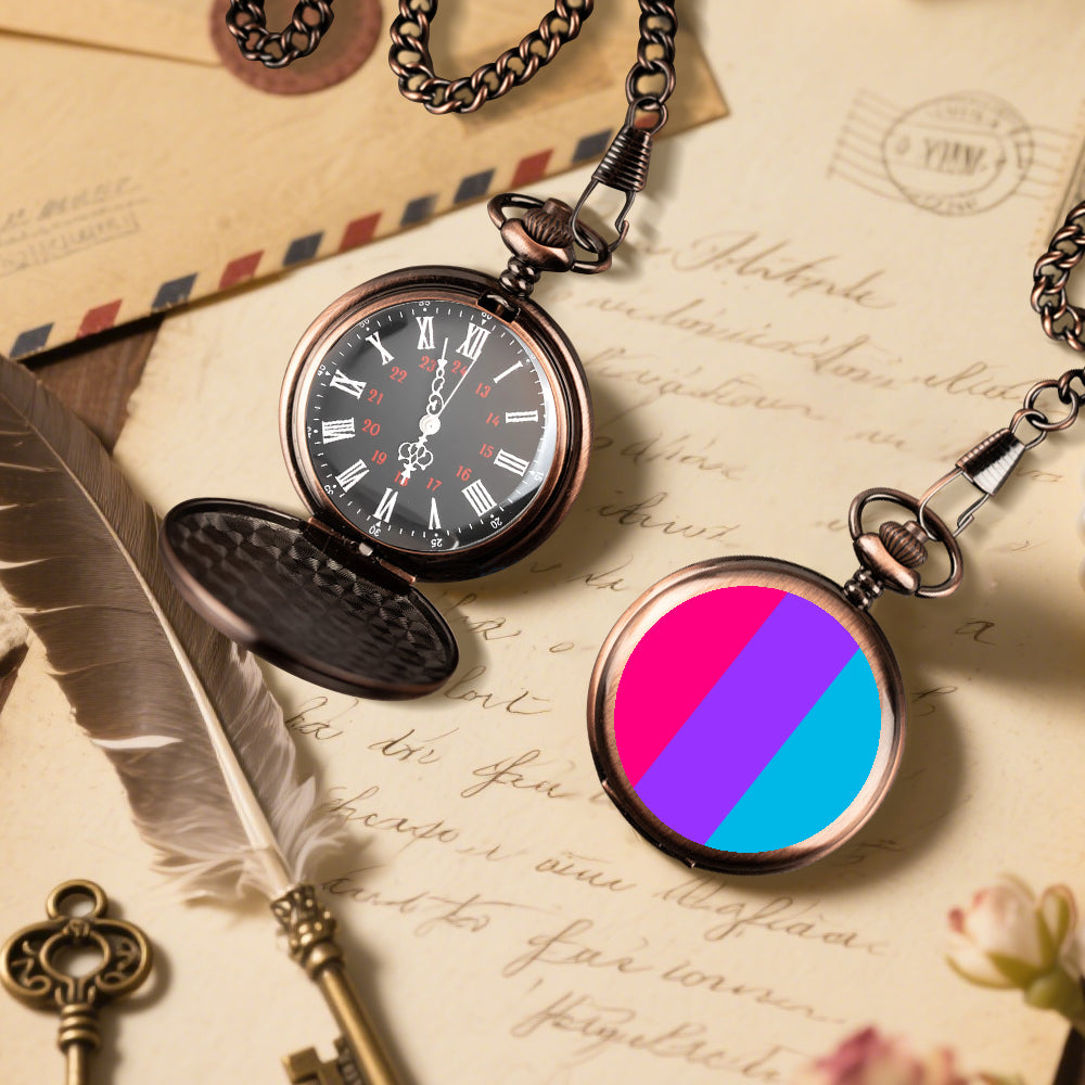 Androgyne Pride Flag Round Pocket Watch