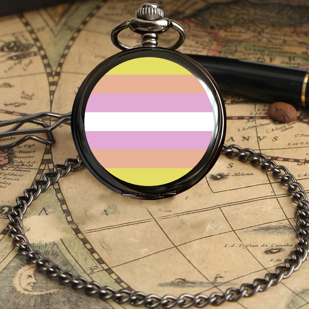 Pangender Pride Flag Round Pocket Watch