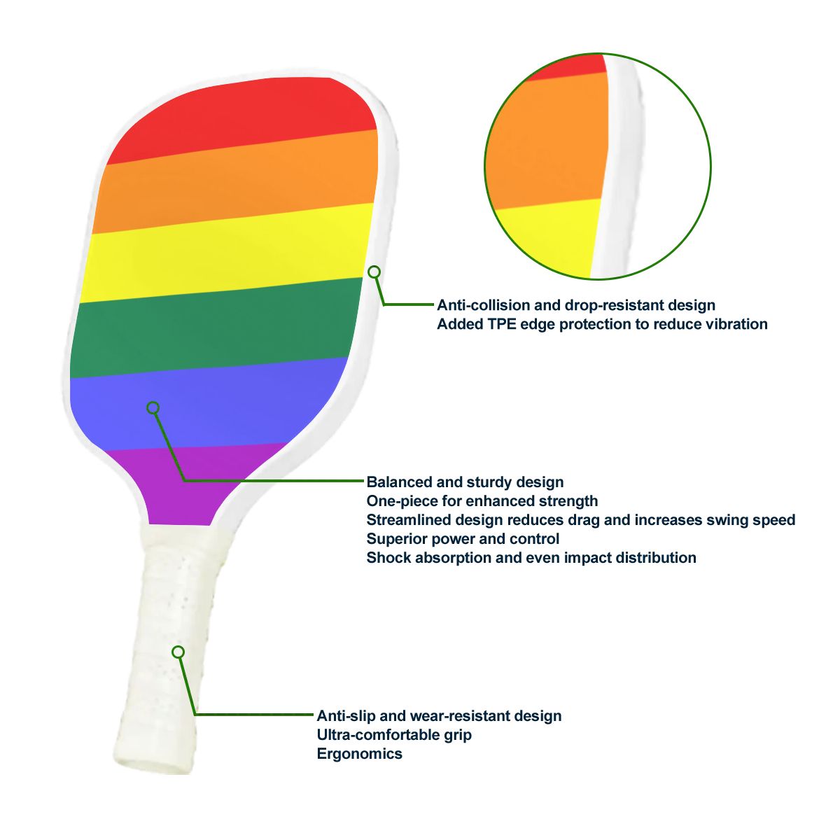 Rainbow Pride Flag Pickleball Paddle