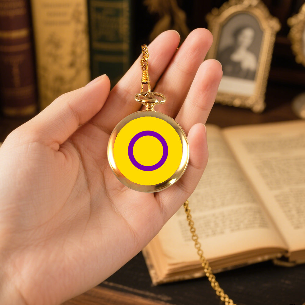 Intersex Pride Flag Round Pocket Watch