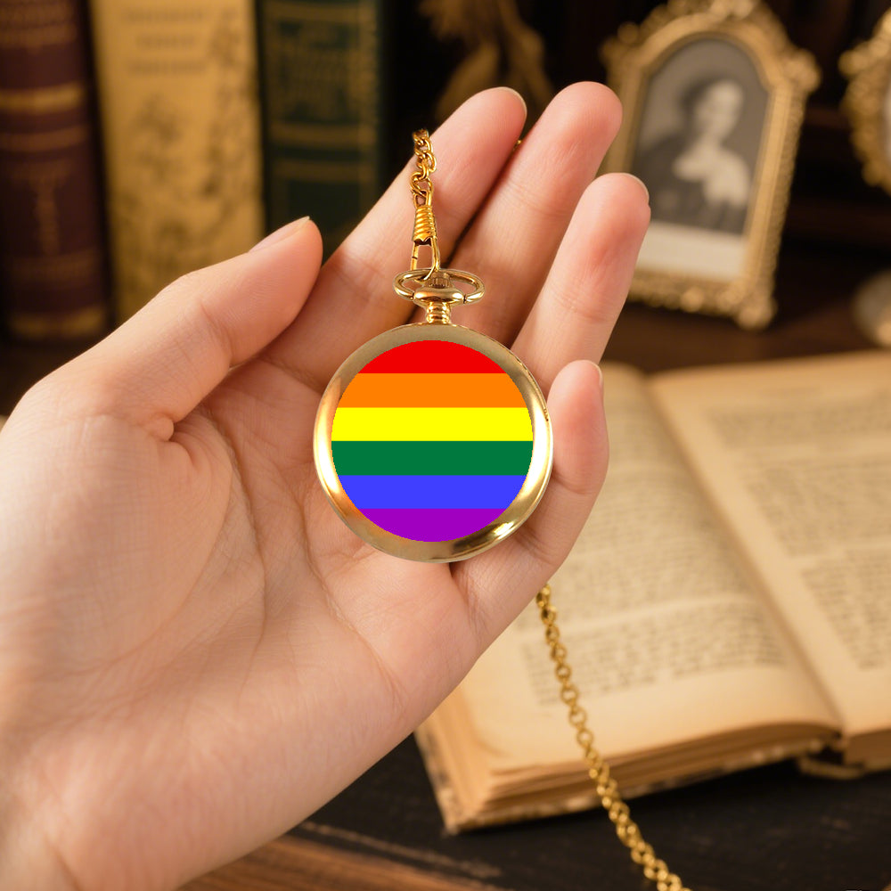 Rainbow Pride Flag Round Pocket Watch
