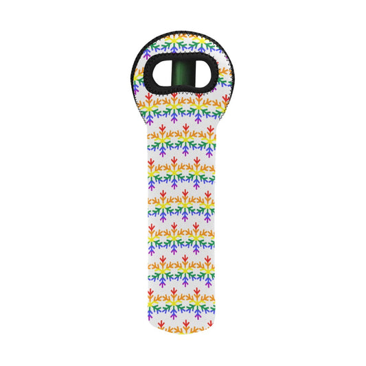 Rainbow Pride Flag Snowflake Neoprene Wine Bag