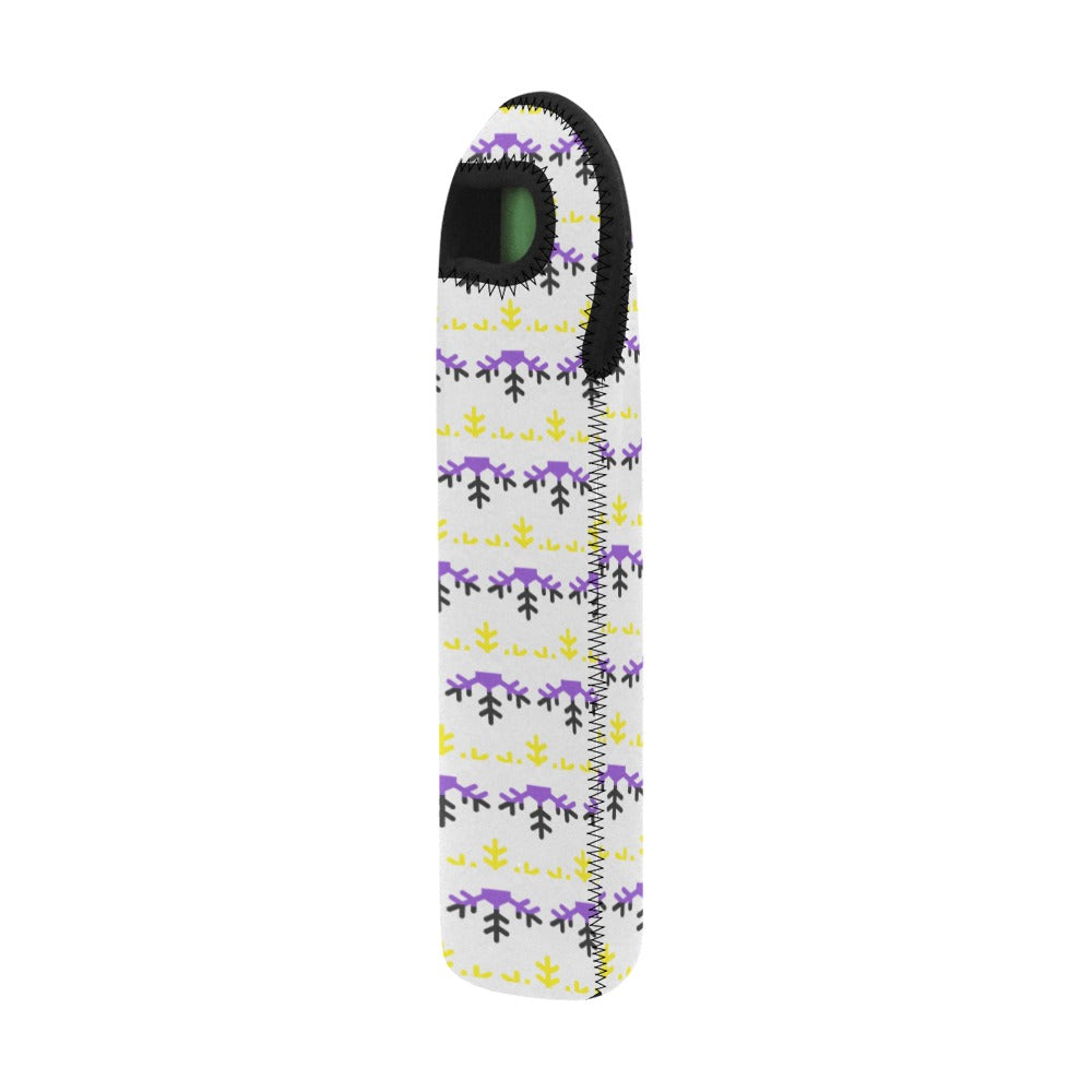 Non-Binary Pride Flag Snowflake Neoprene Wine Bag