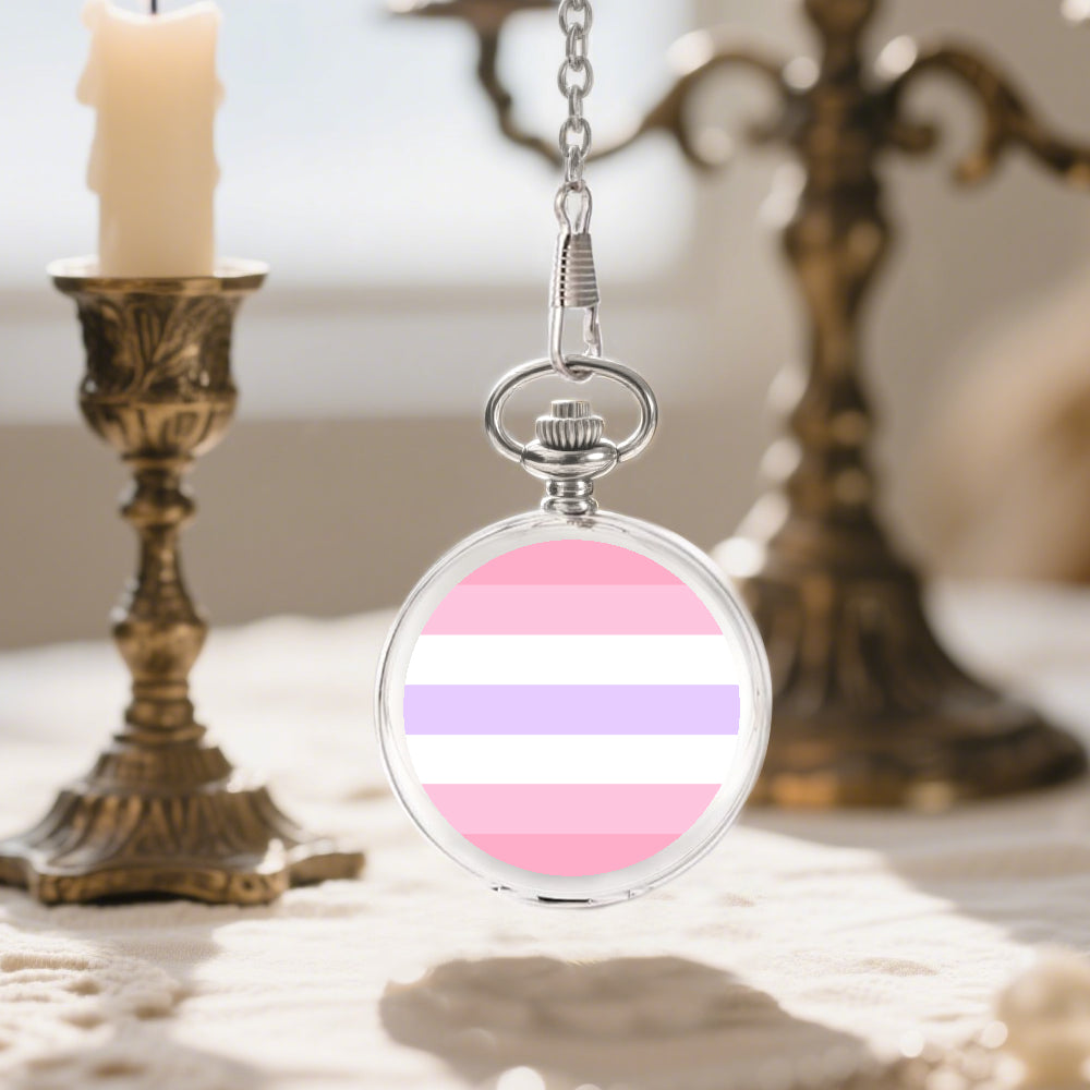 Pomosexual Pride Flag Round Pocket Watch