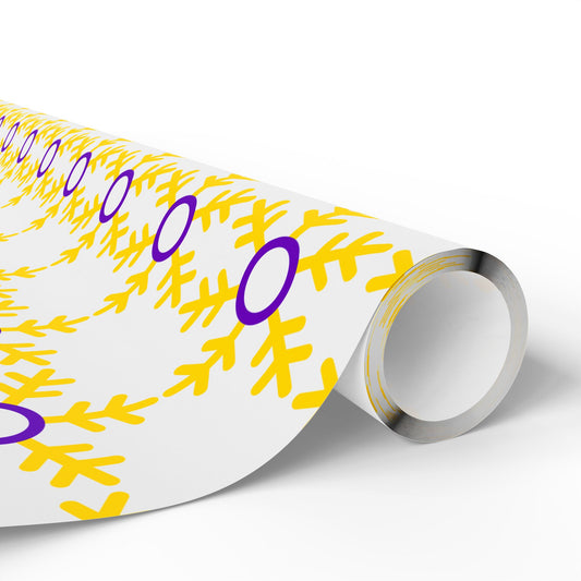 Intersex Pride Flag Snowflake Wrapping Paper - Multiple Sizes/Finishes