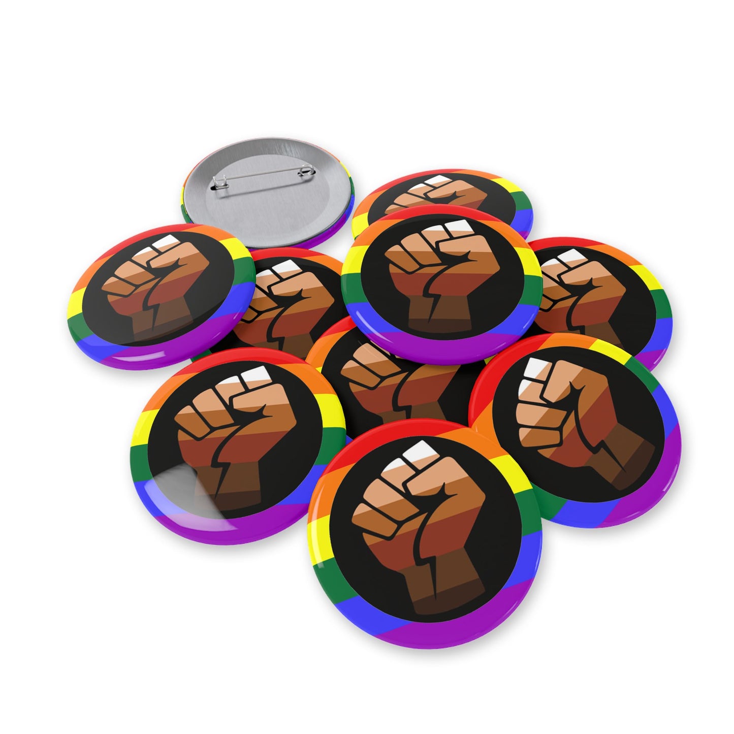 QPOC Pride Flag Round Pins - Multiple Sizes