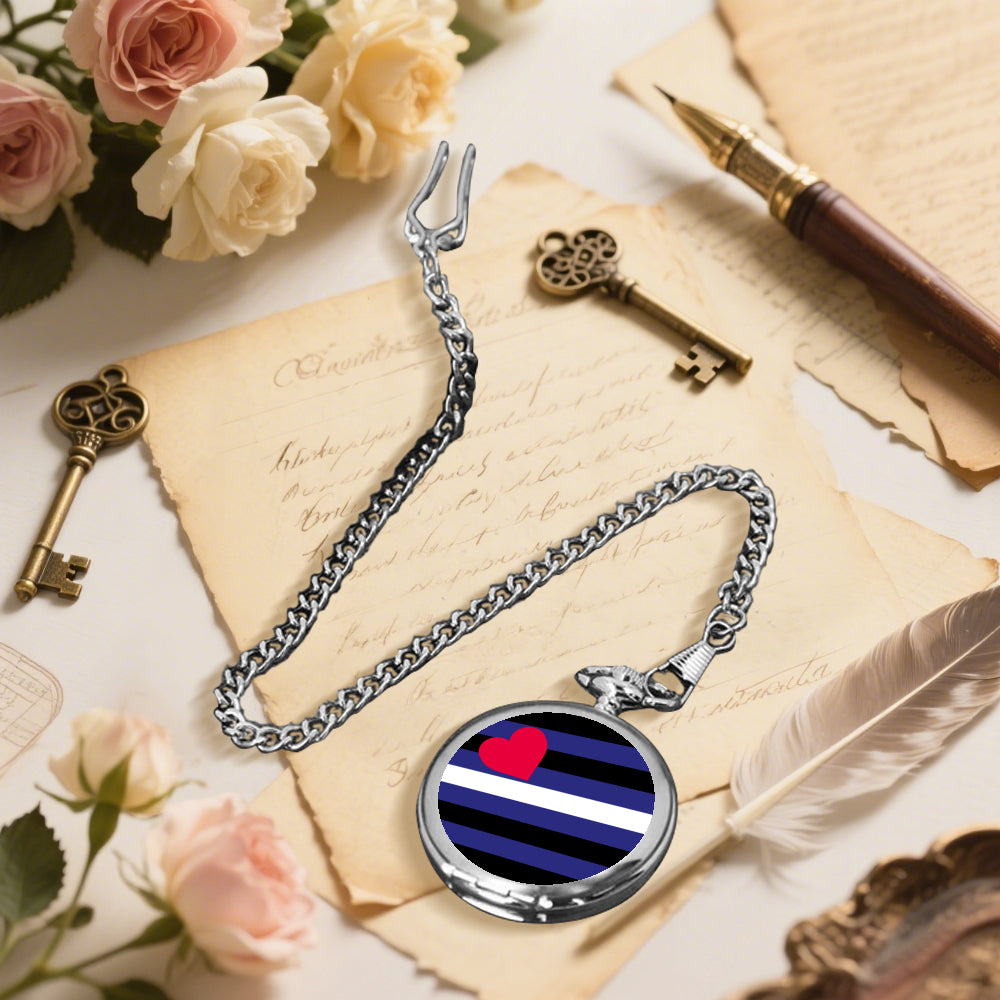 Leather Pride Flag Round Pocket Watch