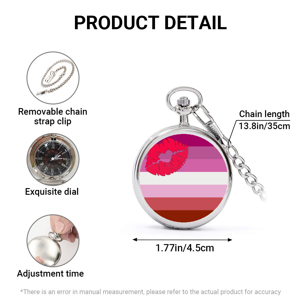 Lipstick Lesbian Pride Flag Round Pocket Watch