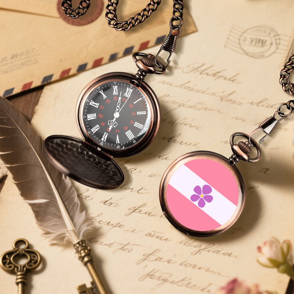 Sapphic Pride Flag Round Pocket Watch
