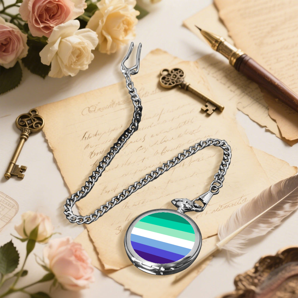 MLM Pride Flag Round Pocket Watch