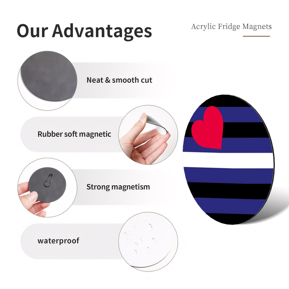 Leather Pride Flag Round Magnet