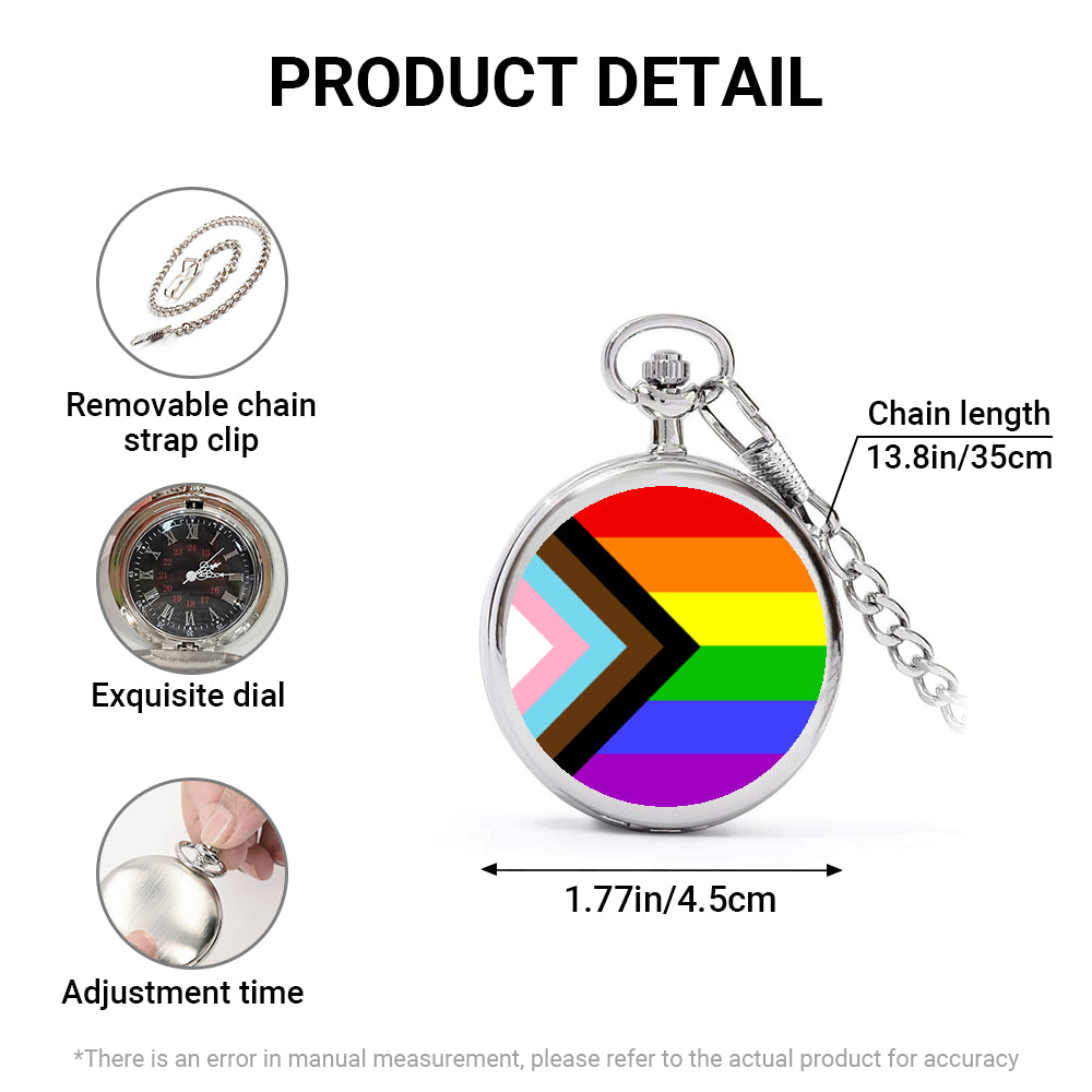 Progress Pride Flag Round Pocket Watch