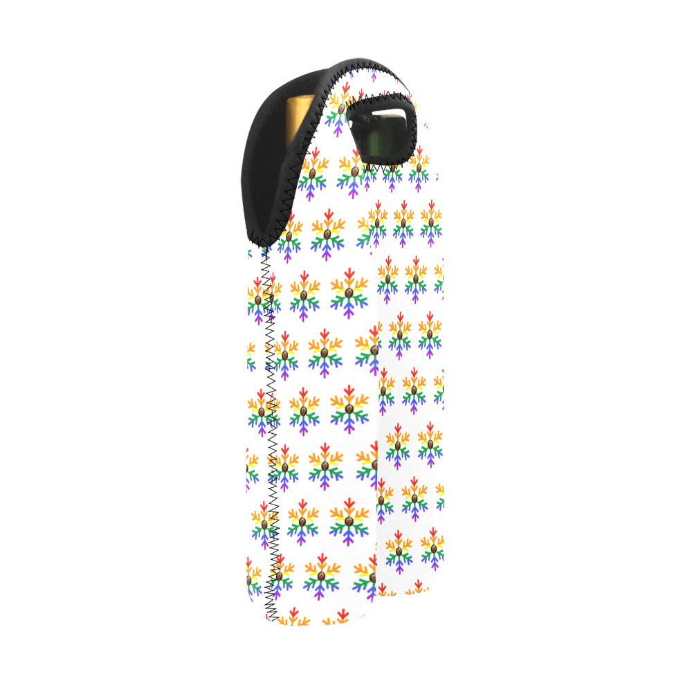QPOC Pride Flag Snowflake 2-Bottle Neoprene Wine Bag