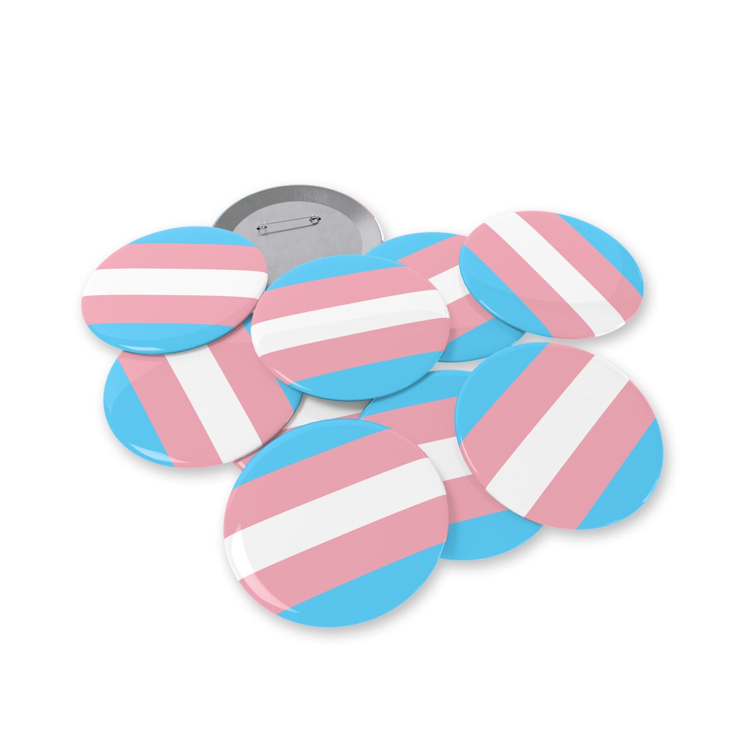 Transgender Pride Flag Round Pins - Multiple Sizes