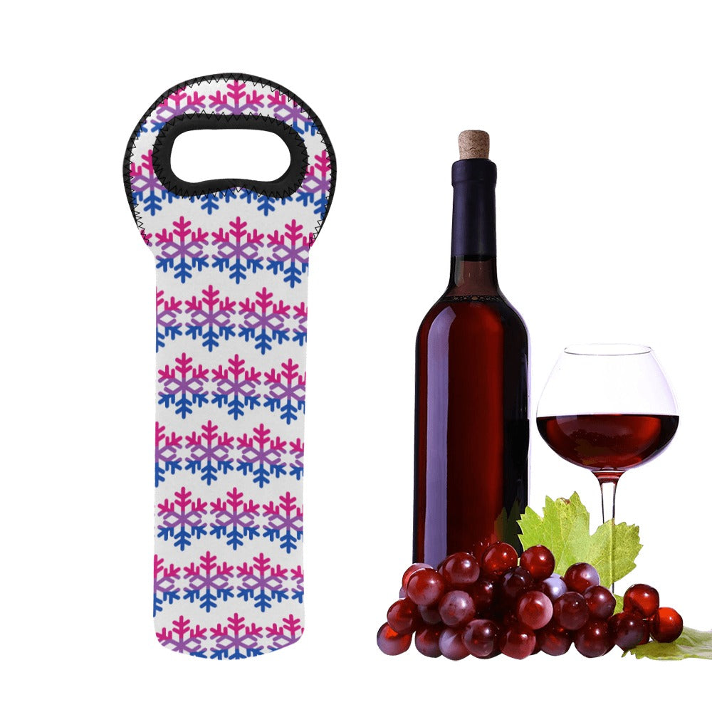 Bisexual Pride Flag Snowflake Neoprene Wine Bag