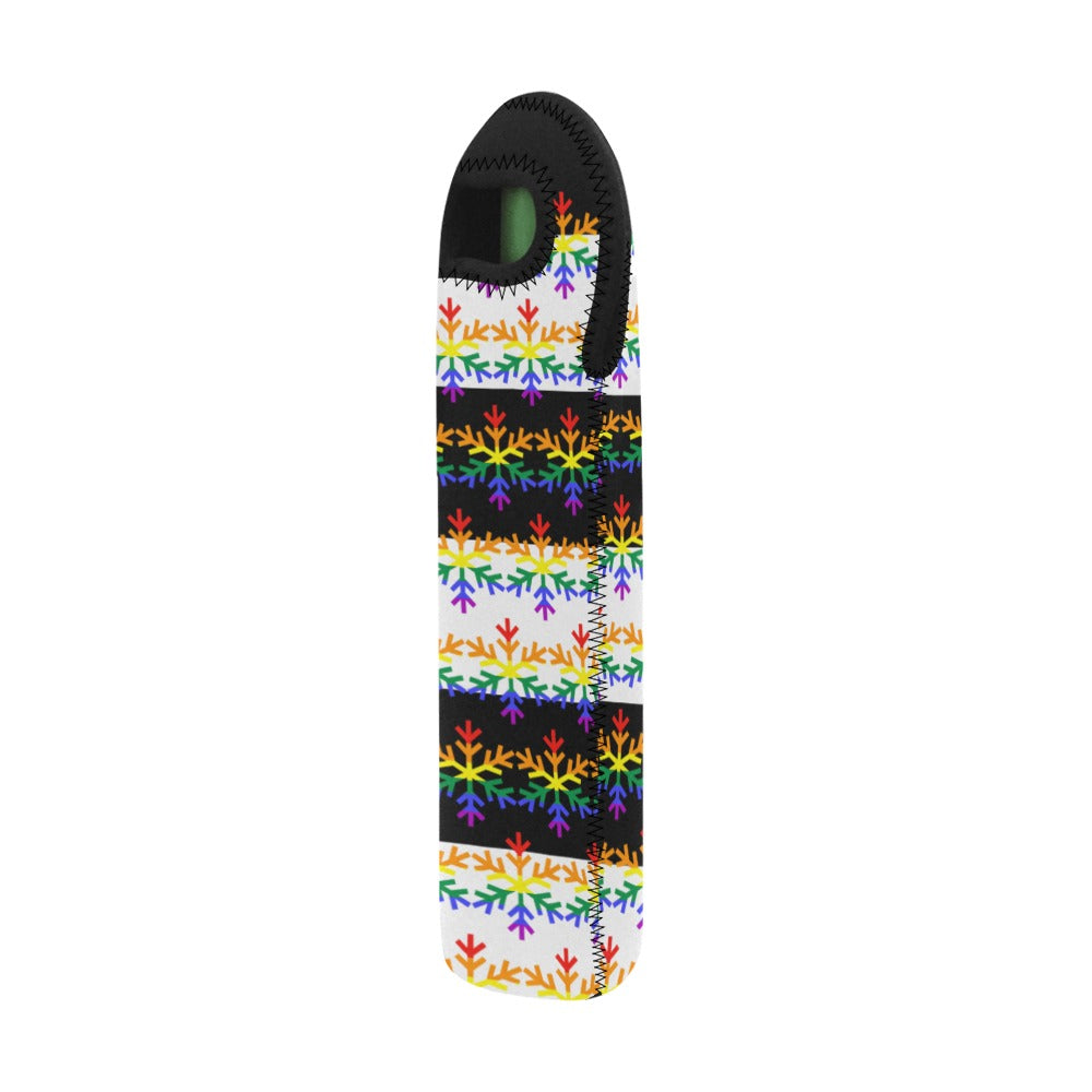 Ally Pride Flag Snowflake Neoprene Wine Bag