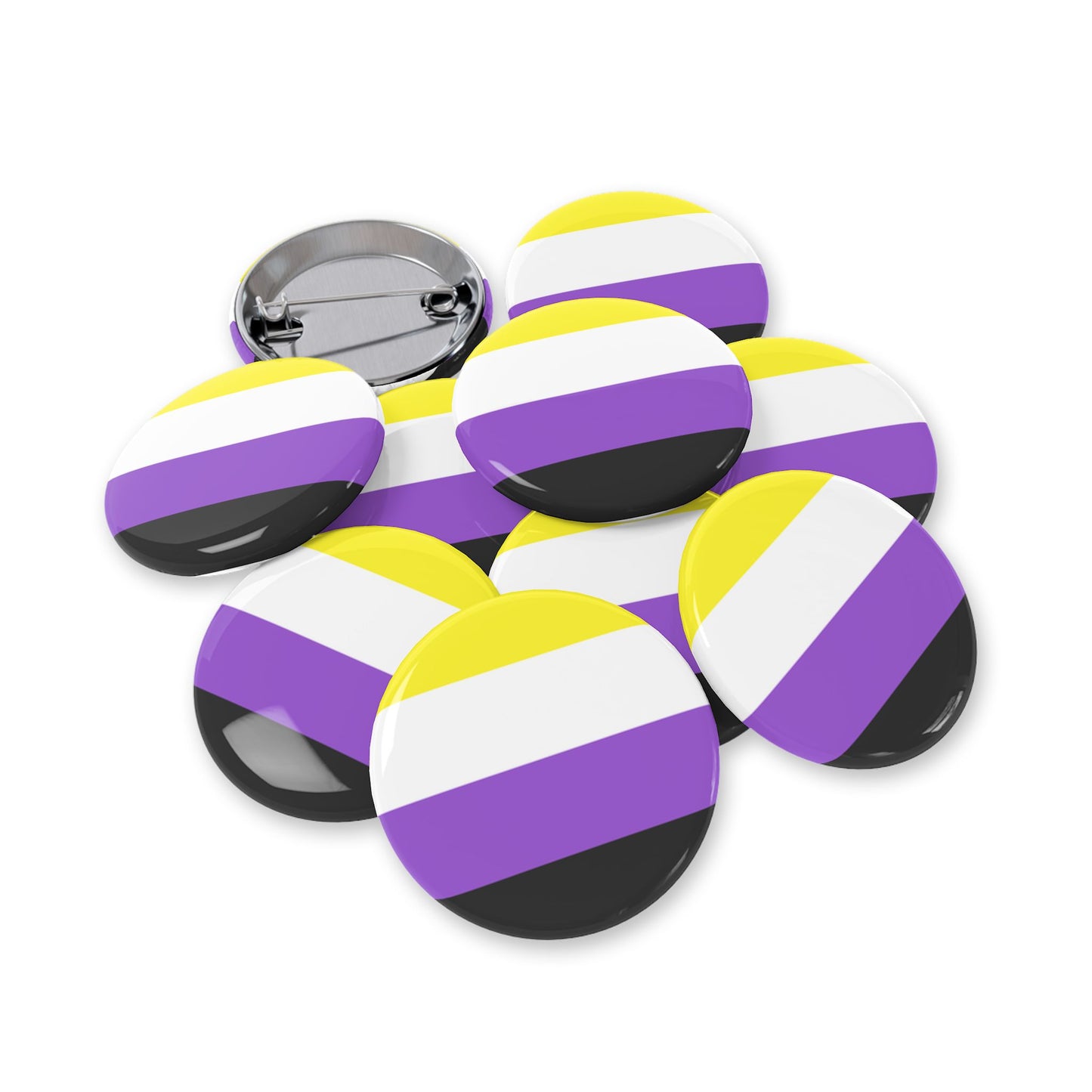 Non-Binary Pride Flag Round Pins - Multiple Sizes