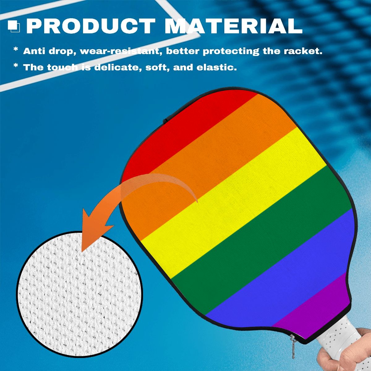 Rainbow Pride Flag Pickleball Paddle Cover