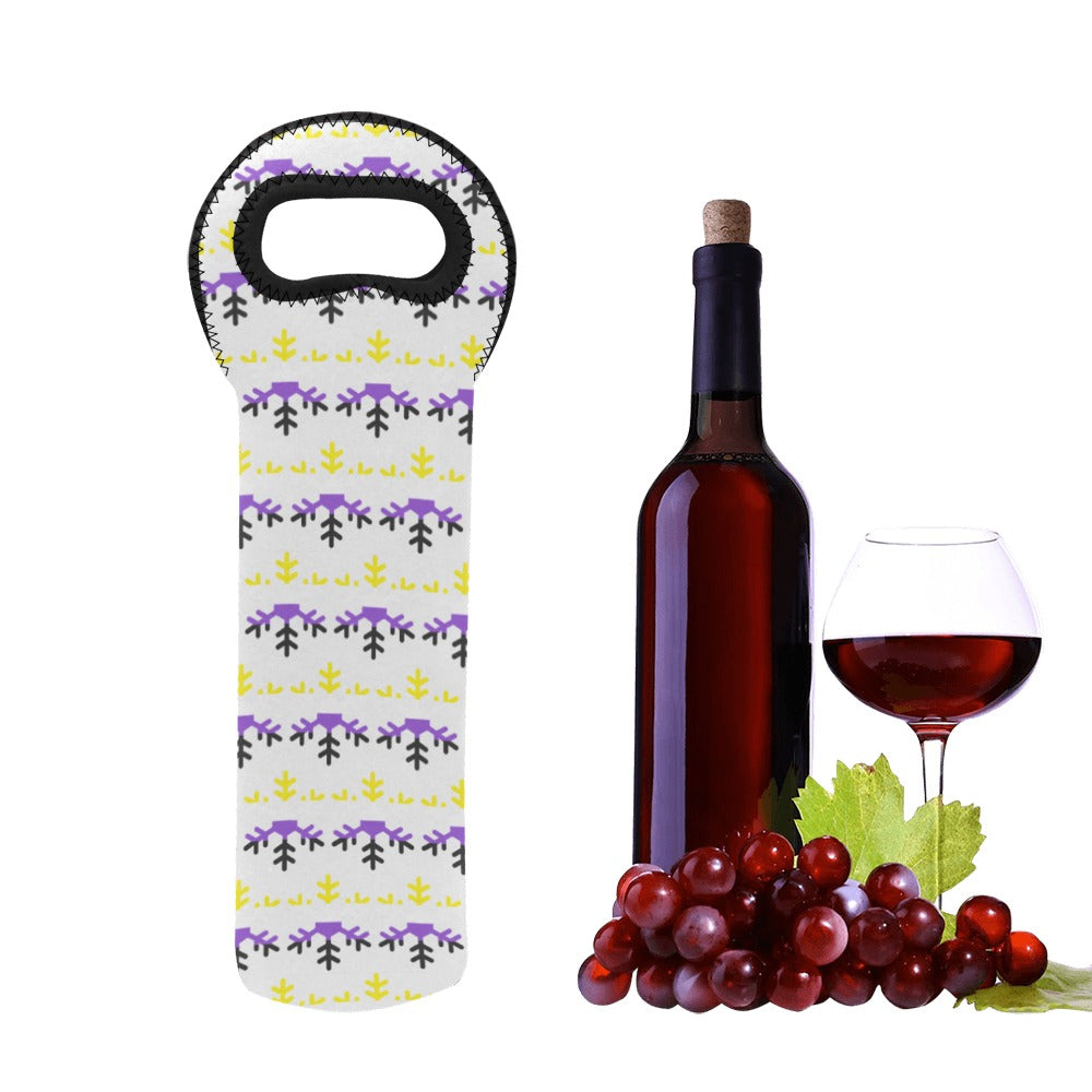 Non-Binary Pride Flag Snowflake Neoprene Wine Bag