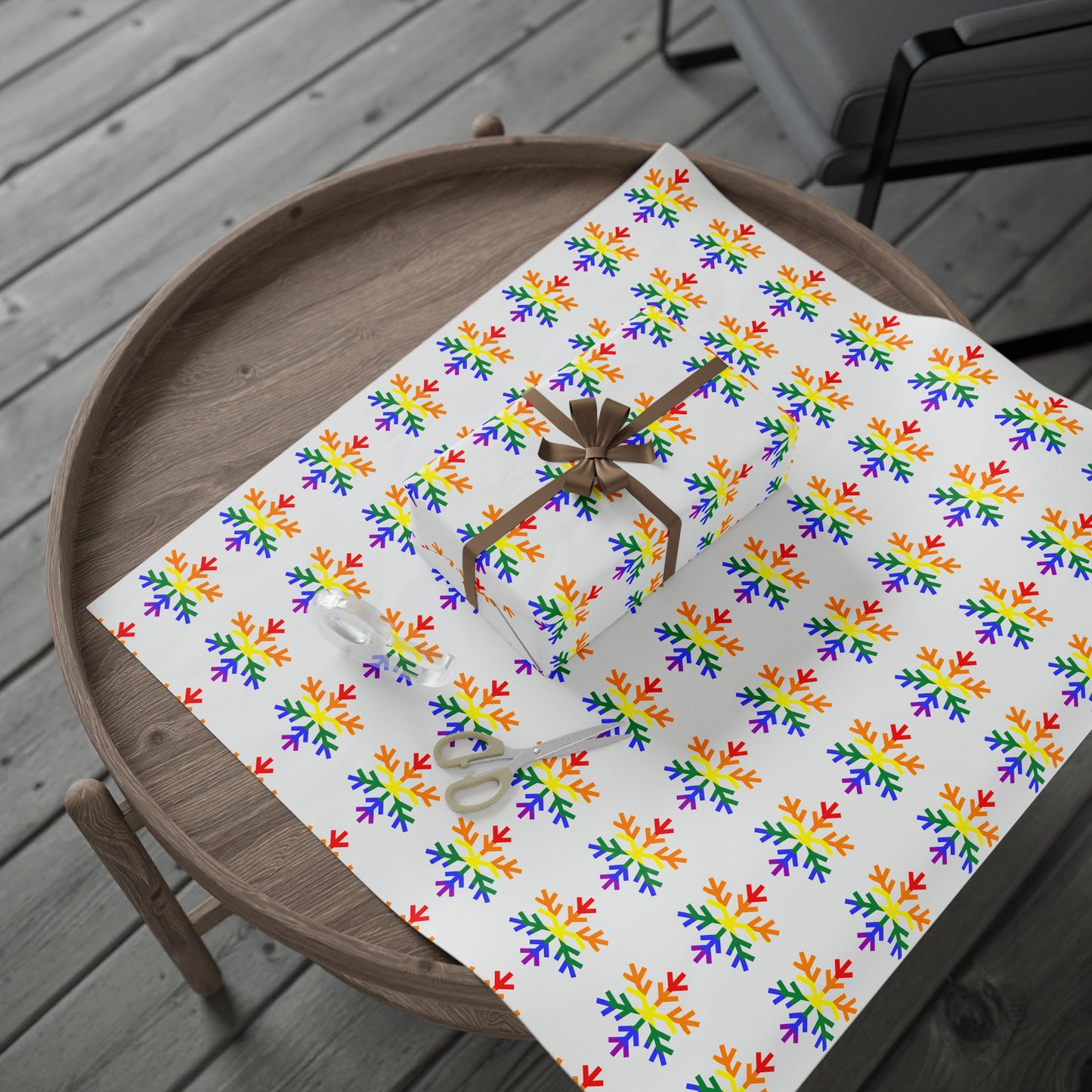Rainbow Pride Flag Snowflake Wrapping Paper - Multiple Sizes/Finishes