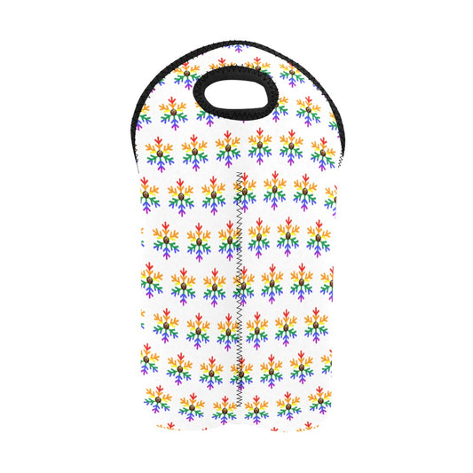 QPOC Pride Flag Snowflake 2-Bottle Neoprene Wine Bag