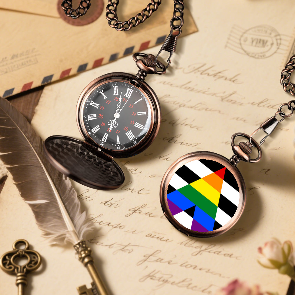 Ally Pride Flag Round Pocket Watch