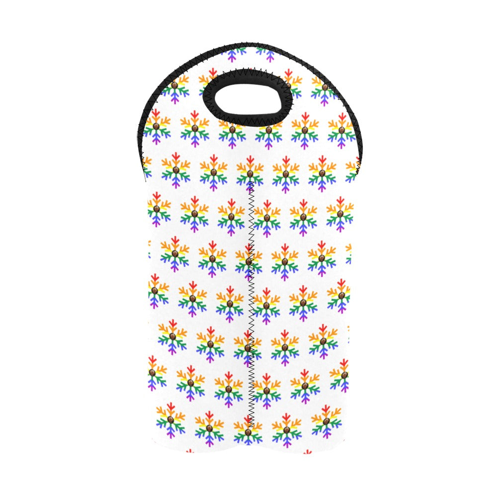 QPOC Pride Flag Snowflake 2-Bottle Neoprene Wine Bag
