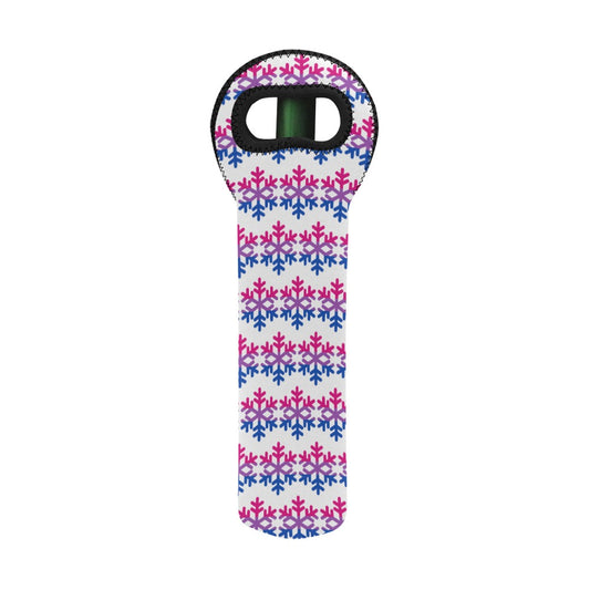 Bisexual Pride Flag Snowflake Neoprene Wine Bag