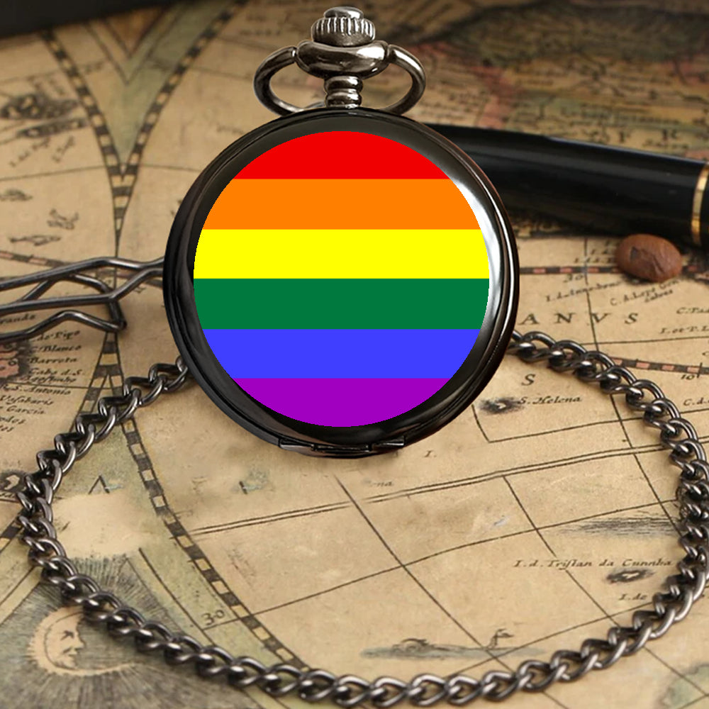 Rainbow Pride Flag Round Pocket Watch