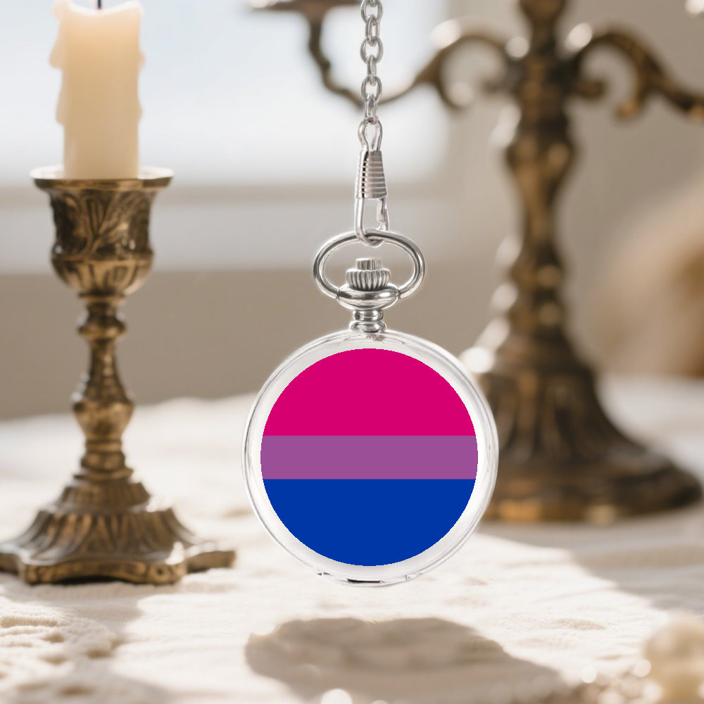 Bisexual Pride Flag Round Pocket Watch