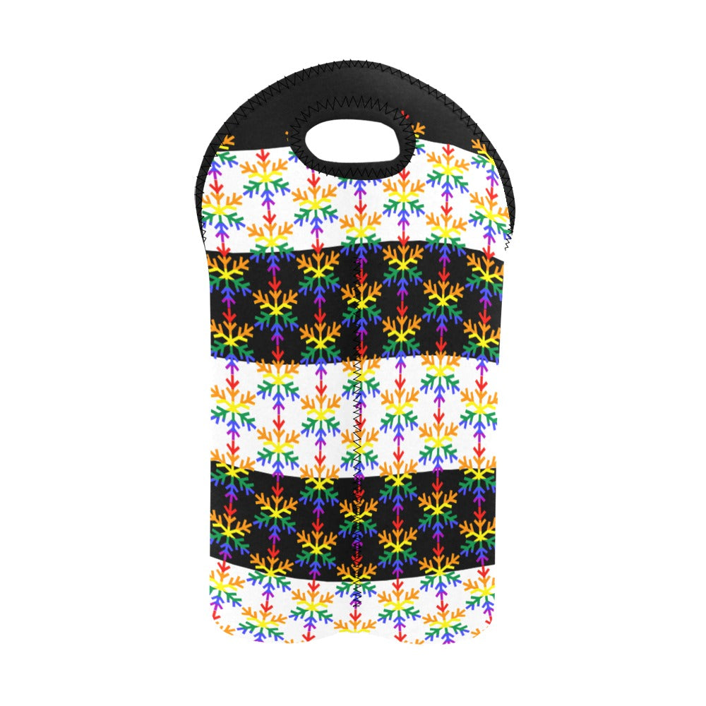 Ally Pride Flag Snowflake 2-Bottle Neoprene Wine Bag