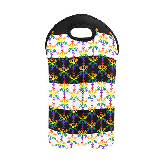 Ally Pride Flag Snowflake 2-Bottle Neoprene Wine Bag