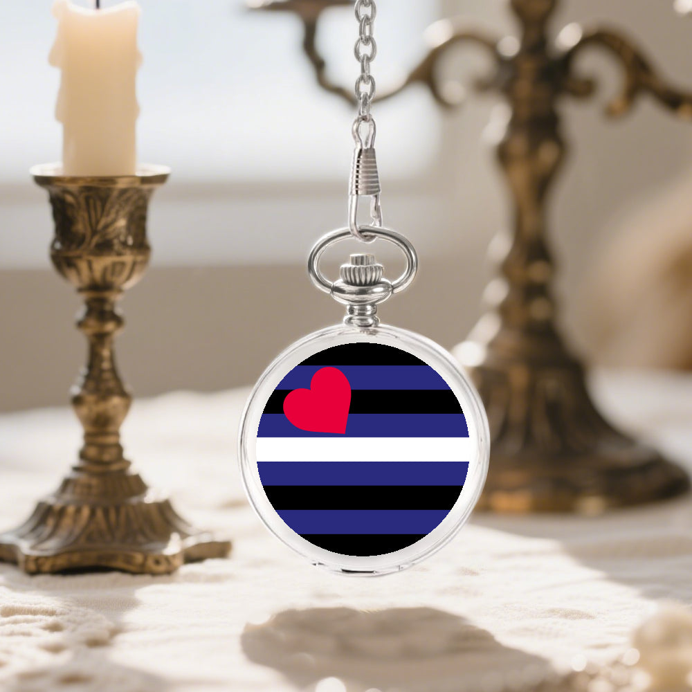 Leather Pride Flag Round Pocket Watch