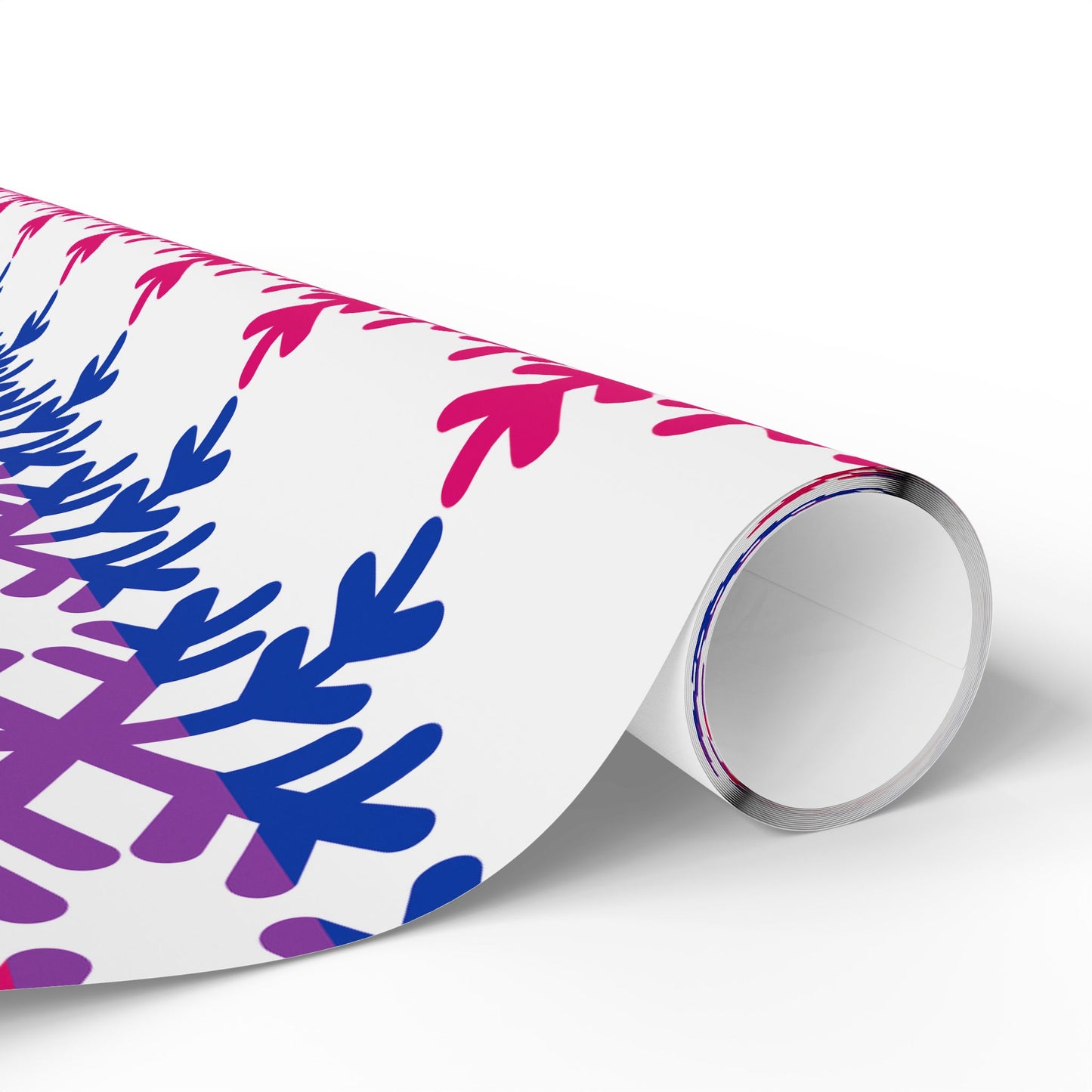 Bisexual Pride Flag Snowflake Wrapping Paper - Multiple Sizes/Finishes