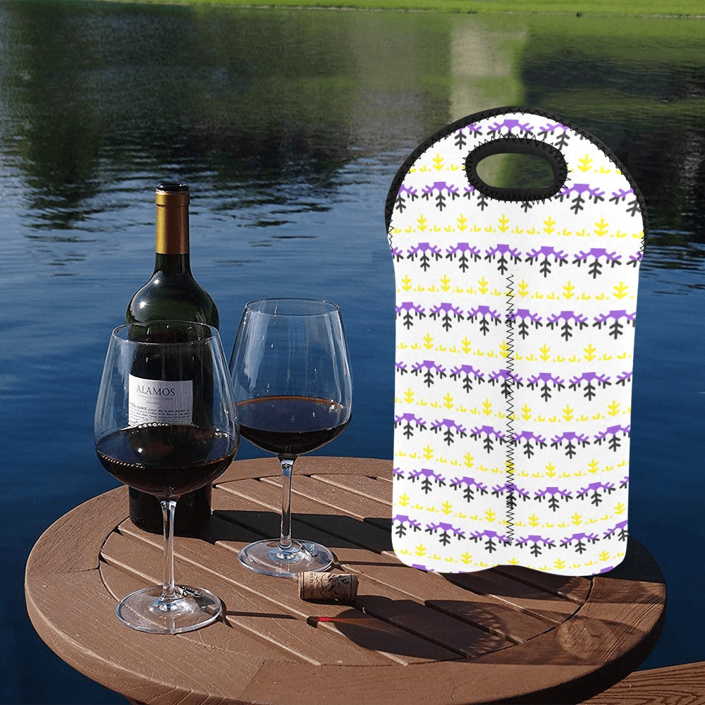 Non-Binary Pride Flag Snowflake 2-Bottle Neoprene Wine Bag