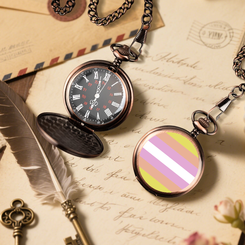 Pangender Pride Flag Round Pocket Watch