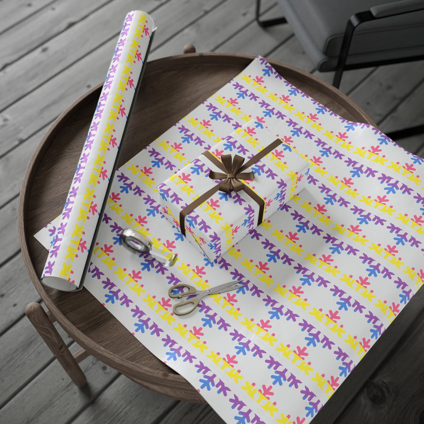 Bigender Pride Flag Snowflake Wrapping Paper - Multiple Sizes/Finishes