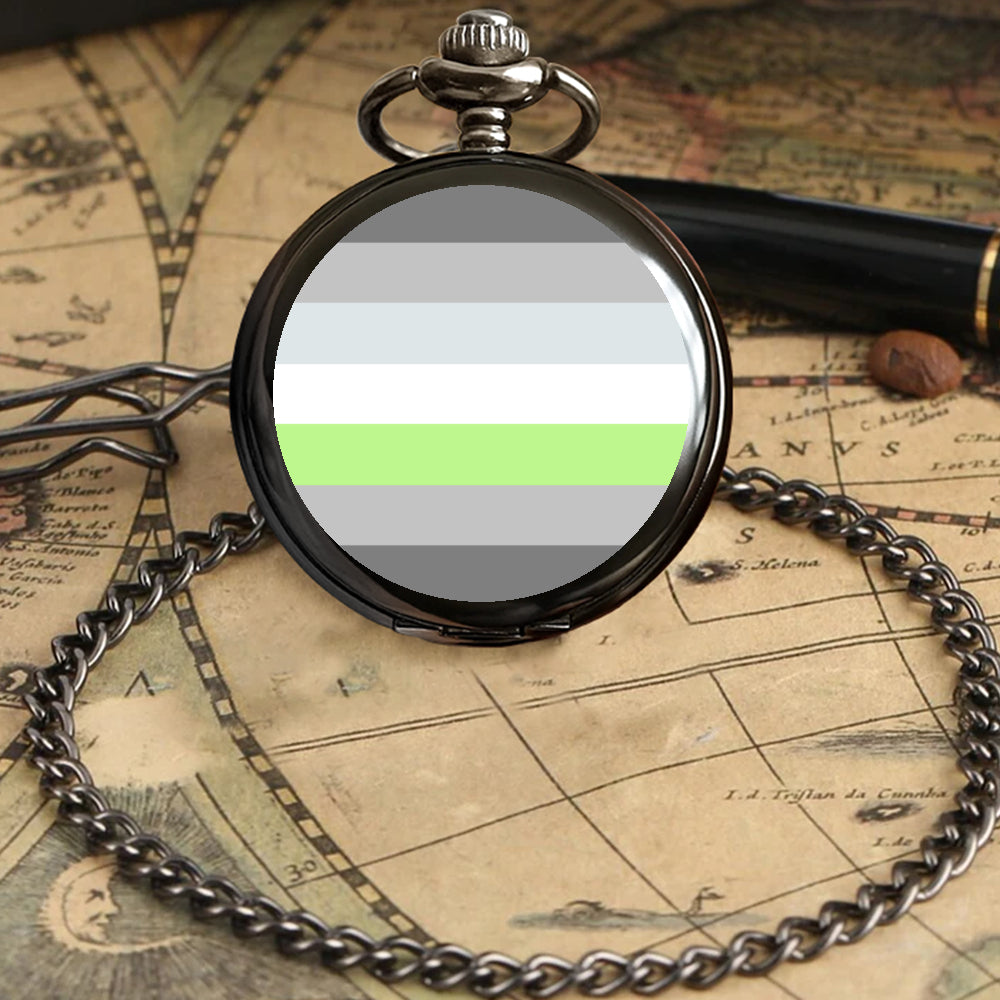 Demiagender Pride Flag Round Pocket Watch