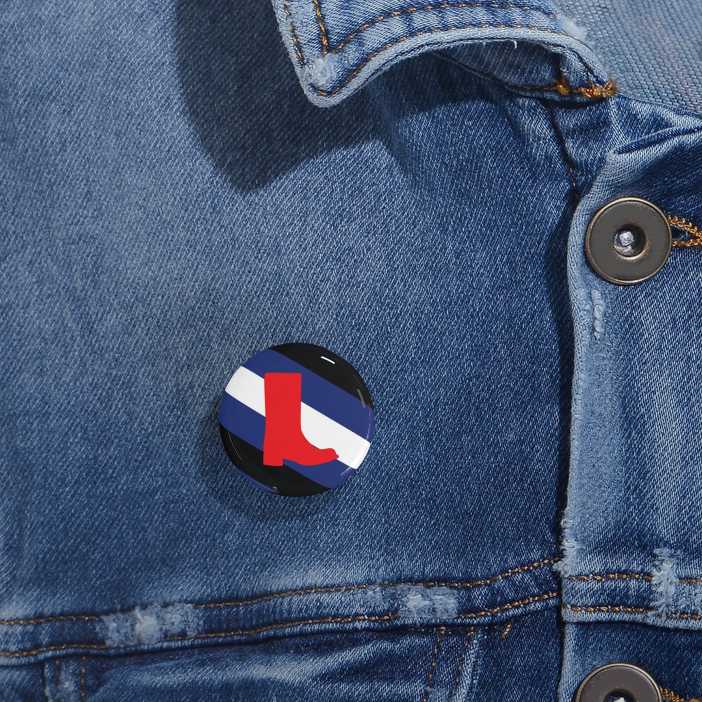 Boot Fetish Pride Flag Round Pins - Multiple Sizes
