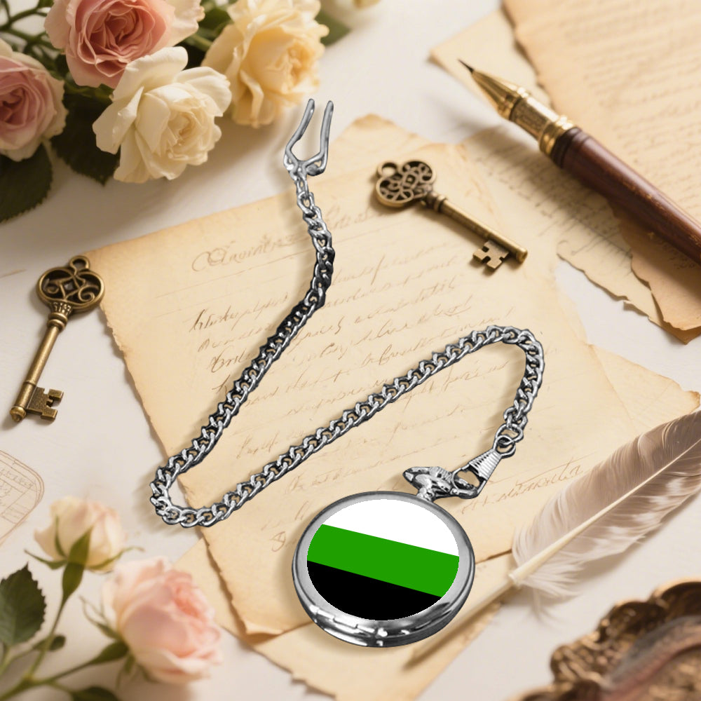 Neutrois Pride Flag Round Pocket Watch