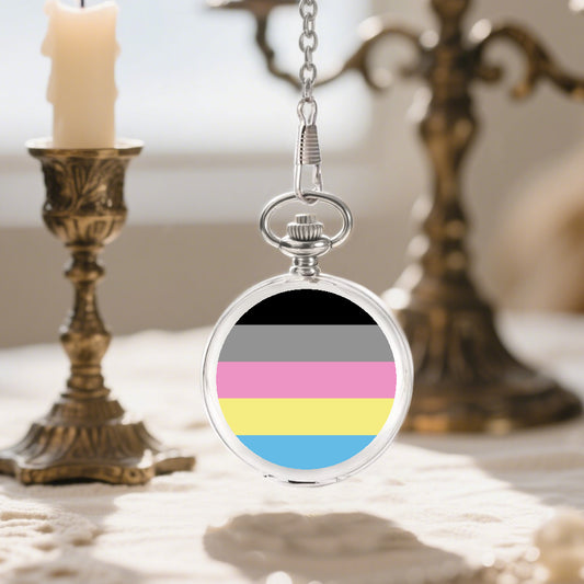 Polygender Pride Flag Round Pocket Watch