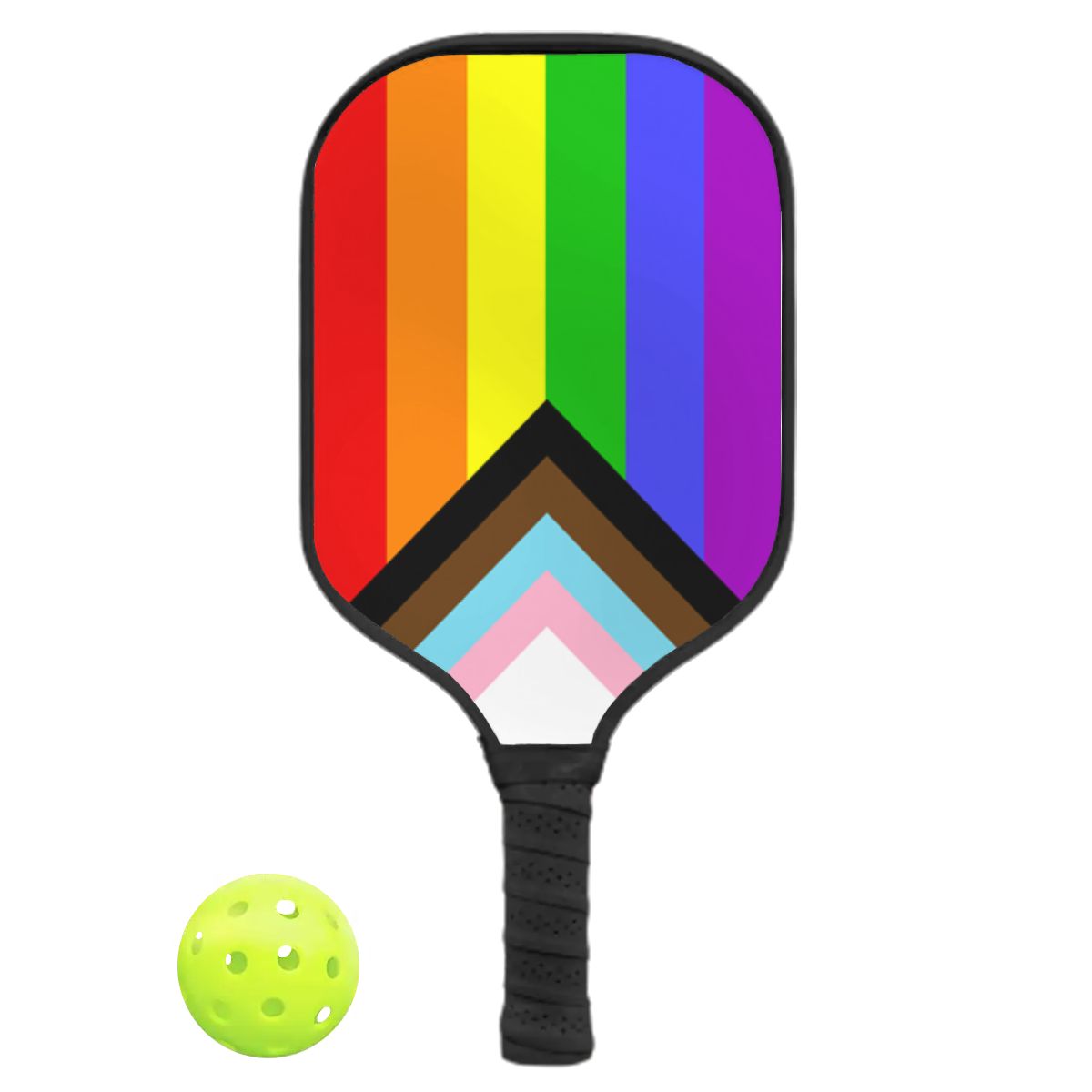 Progress Pride Flag Pickleball Paddle