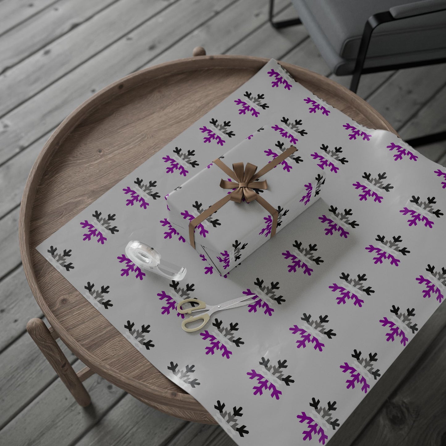 Asexual Pride Flag Snowflake Wrapping Paper - Multiple Sizes/Finishes