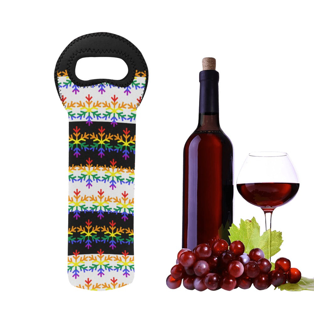 Ally Pride Flag Snowflake Neoprene Wine Bag
