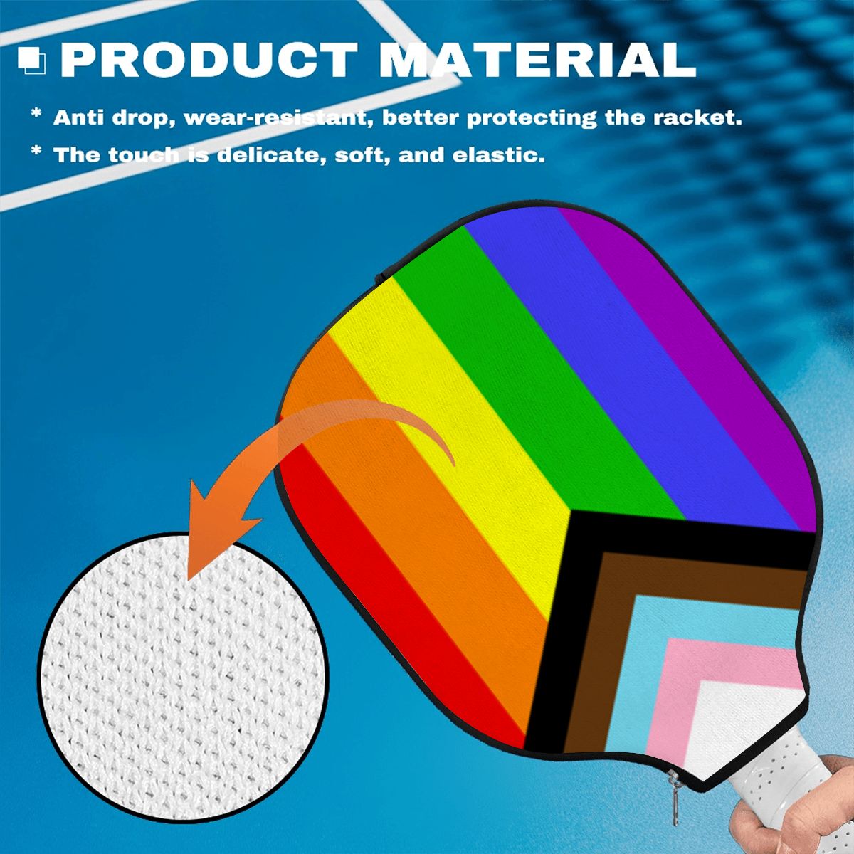 Progress Pride Flag Pickleball Paddle Cover