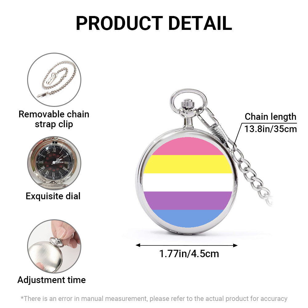 Bigender Pride Flag Round Pocket Watch
