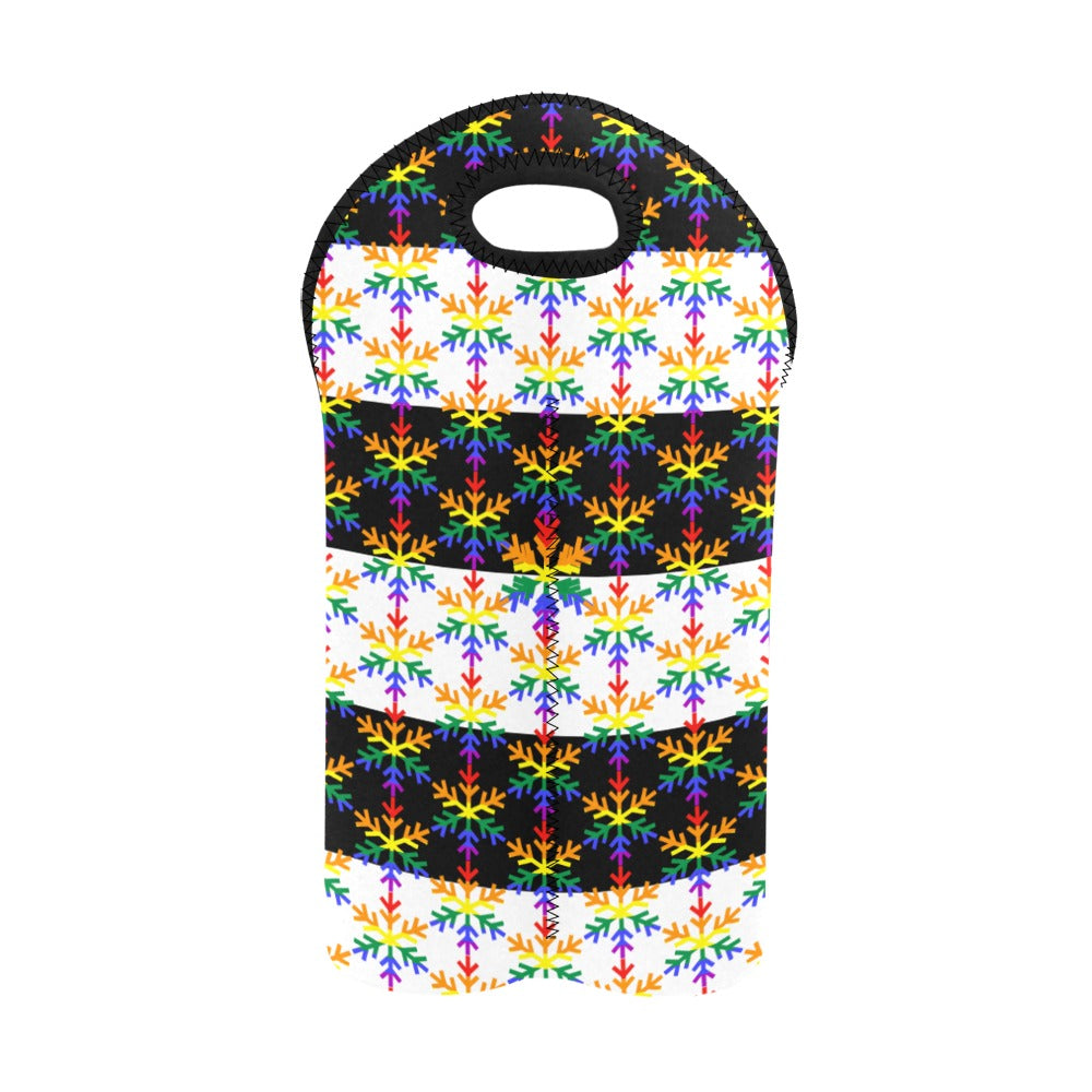 Ally Pride Flag Snowflake 2-Bottle Neoprene Wine Bag
