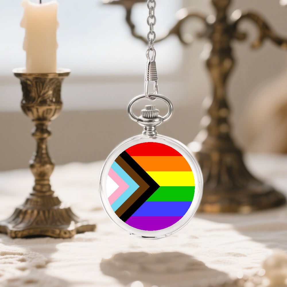 Progress Pride Flag Round Pocket Watch